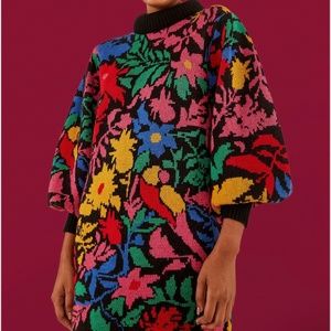 Farm Rio Tropical Garden Sweater Dress - medium